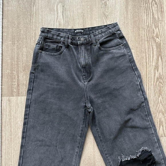 Grey Denim Jeans Baggy Fit Distressed Boyfriend Momokrom - Picture 2 of 4